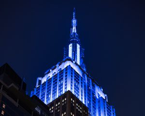 Preview wallpaper empire state building, building, architecture, backlighting, night, dark, new york