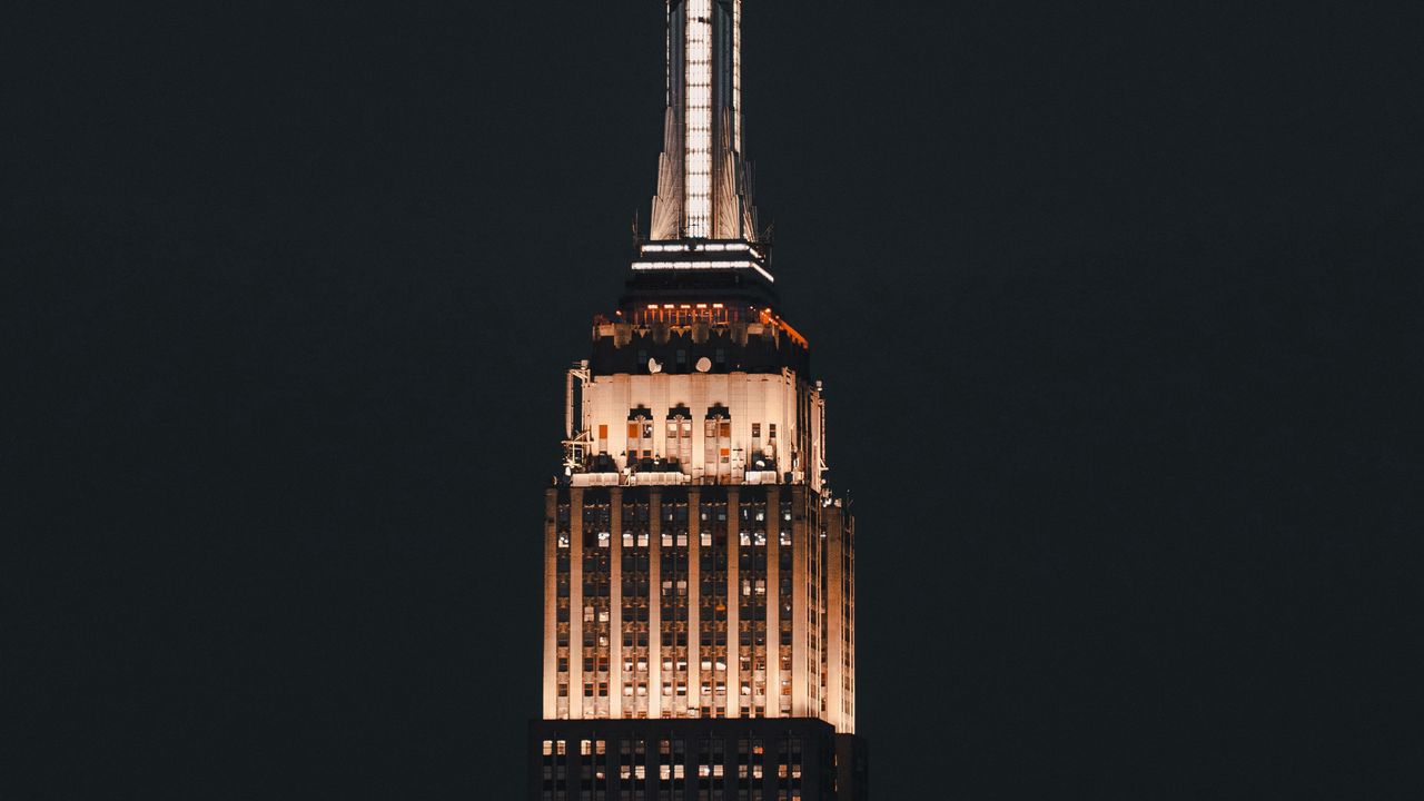 Wallpaper empire state building, tower, building, night, architecture, lights, dark