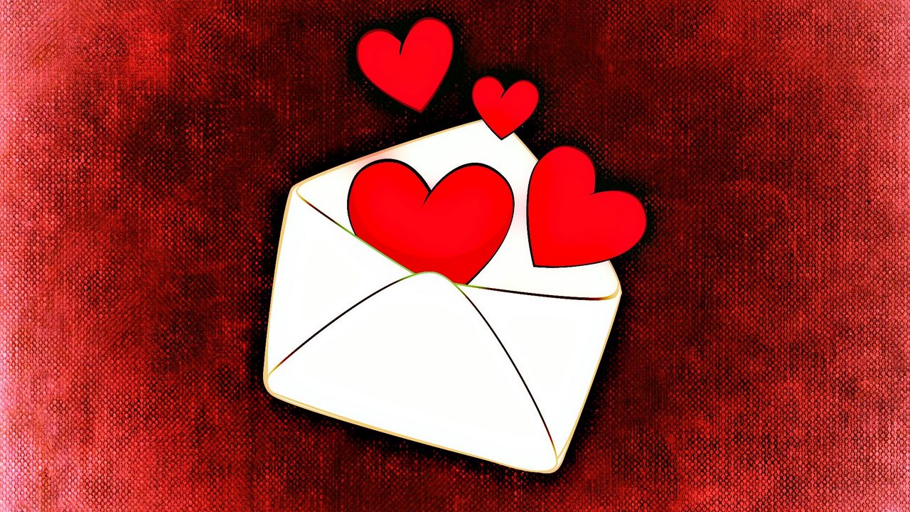 Wallpaper envelope, hearts, love, romance, art