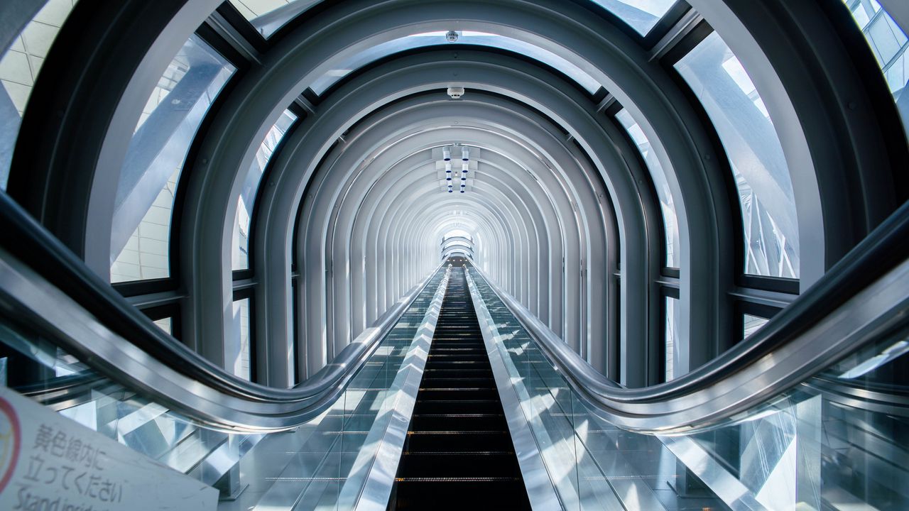 Wallpaper escalator, arches, light