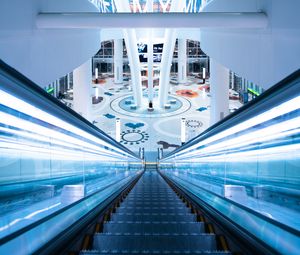 Preview wallpaper escalator, building, interior, backlight, architectur