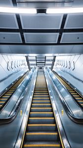 Preview wallpaper escalator, construction, light, architecture