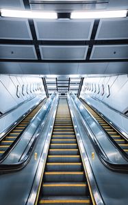 Preview wallpaper escalator, construction, light, architecture