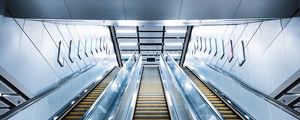 Preview wallpaper escalator, construction, light, architecture