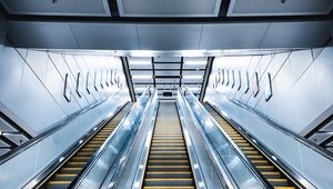 Preview wallpaper escalator, construction, light, architecture