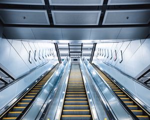 Preview wallpaper escalator, construction, light, architecture