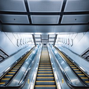 Preview wallpaper escalator, construction, light, architecture