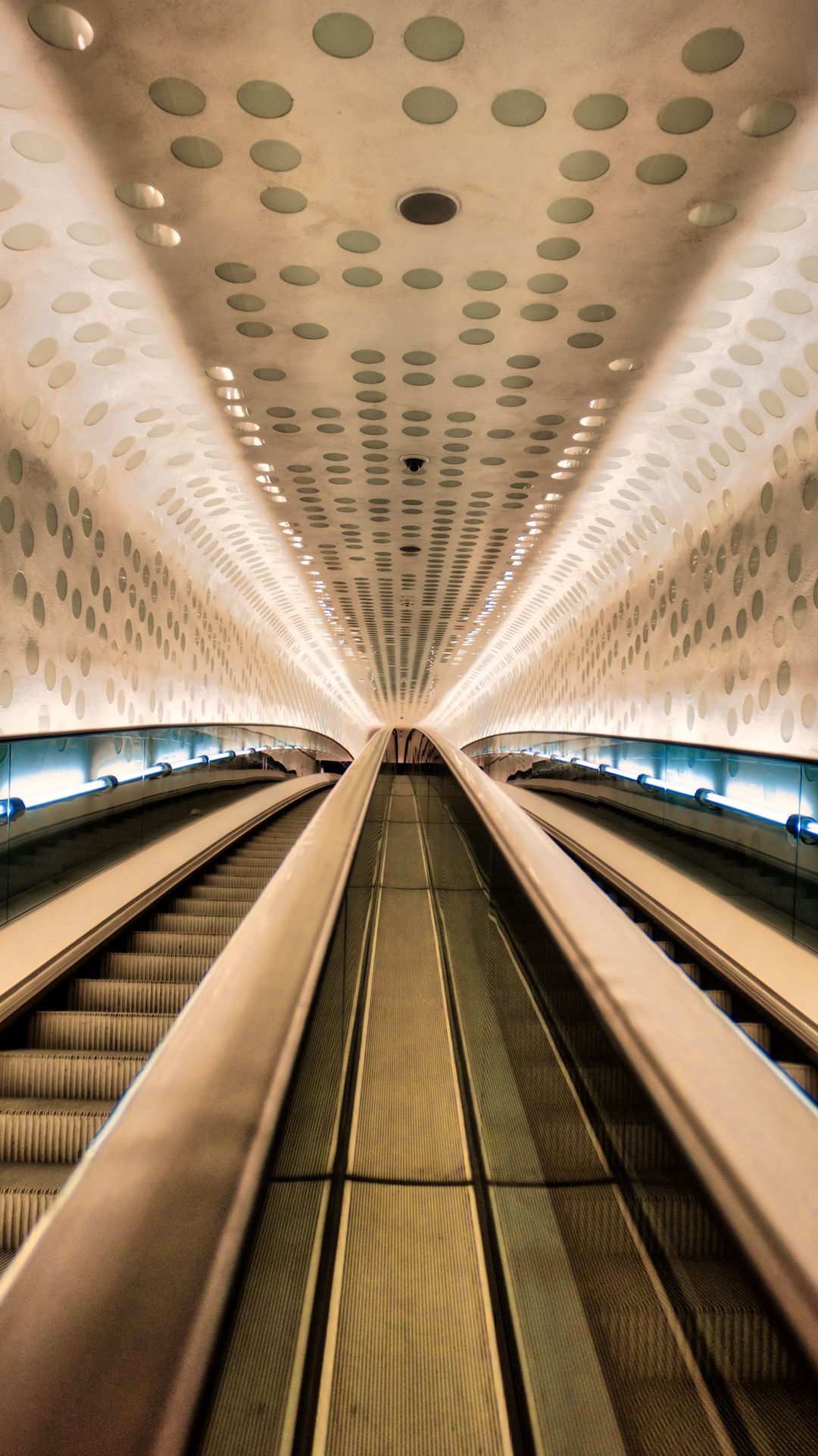 Download wallpaper 1080x1920 escalator, handrails, lights samsung