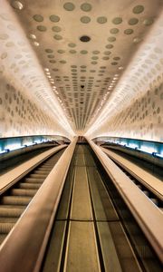 Preview wallpaper escalator, handrails, lights