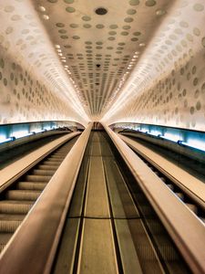 Preview wallpaper escalator, handrails, lights