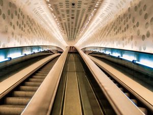 Preview wallpaper escalator, handrails, lights