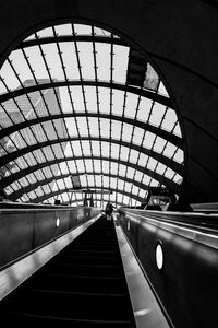 Preview wallpaper escalator, metro, bw, station, room, architecture