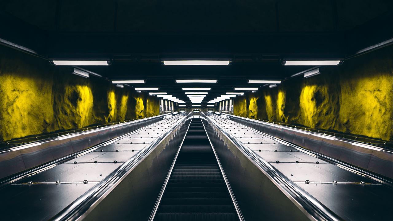 Wallpaper escalator, metro, tunnel, backlight