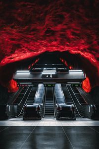 Preview wallpaper escalator, metro, tunnel, underground, dark