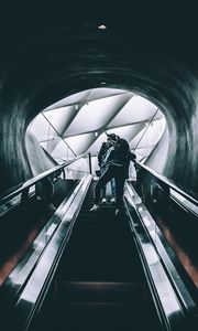 Preview wallpaper escalator, people, stairs, rise, underground