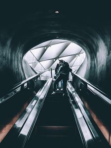 Preview wallpaper escalator, people, stairs, rise, underground