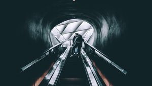 Preview wallpaper escalator, people, stairs, rise, underground