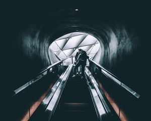 Preview wallpaper escalator, people, stairs, rise, underground