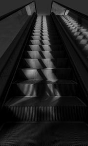 Preview wallpaper escalator, stairs, bw, gray