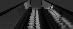 Preview wallpaper escalator, stairs, bw, gray