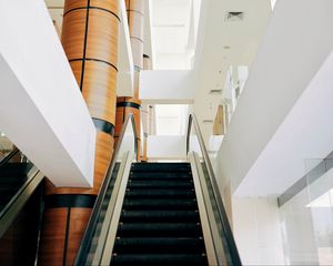 Preview wallpaper escalator, stairs, columns, architecture