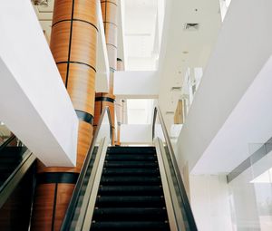 Preview wallpaper escalator, stairs, columns, architecture