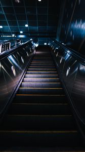 Preview wallpaper escalator, stairs, construction, dark