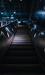 Preview wallpaper escalator, stairs, construction, dark