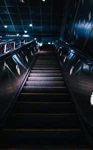 Preview wallpaper escalator, stairs, construction, dark