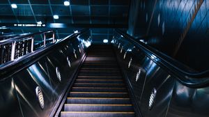 Preview wallpaper escalator, stairs, construction, dark