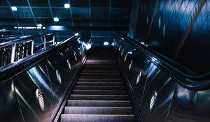 Preview wallpaper escalator, stairs, construction, dark