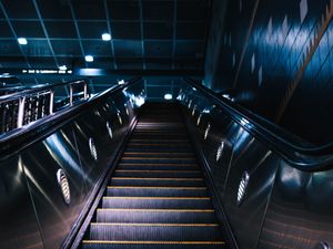 Preview wallpaper escalator, stairs, construction, dark