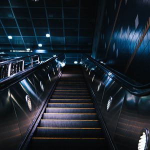 Preview wallpaper escalator, stairs, construction, dark