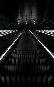 Preview wallpaper escalator, stairs, dark, descent