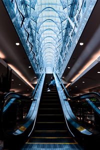 Preview wallpaper escalator, stairs, girl, building, interior