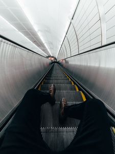 Preview wallpaper escalator, stairs, legs