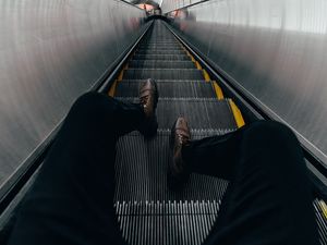 Preview wallpaper escalator, stairs, legs