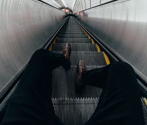 Preview wallpaper escalator, stairs, legs