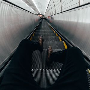 Preview wallpaper escalator, stairs, legs