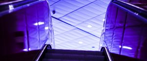 Preview wallpaper escalator, stairs, lights, purple