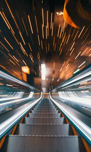 Preview wallpaper escalator, stairs, movement, long exposure