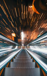 Preview wallpaper escalator, stairs, movement, long exposure