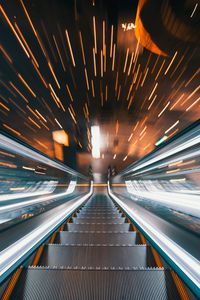 Preview wallpaper escalator, stairs, movement, long exposure