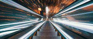 Preview wallpaper escalator, stairs, movement, long exposure