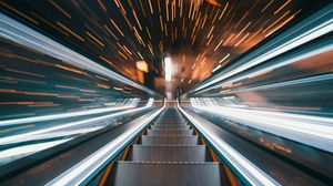 Preview wallpaper escalator, stairs, movement, long exposure