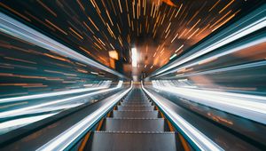 Preview wallpaper escalator, stairs, movement, long exposure