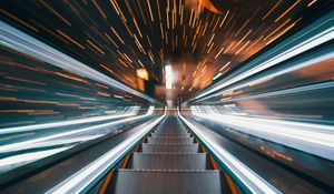 Preview wallpaper escalator, stairs, movement, long exposure