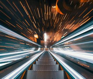 Preview wallpaper escalator, stairs, movement, long exposure