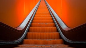 Preview wallpaper escalator, stairs, orange