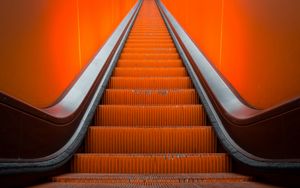 Preview wallpaper escalator, stairs, orange